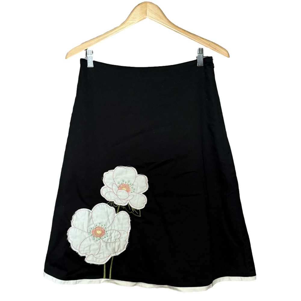 Y2K Georgiou Studio Women's Floral Embroidered A-Line Skirt Flower Patchwork